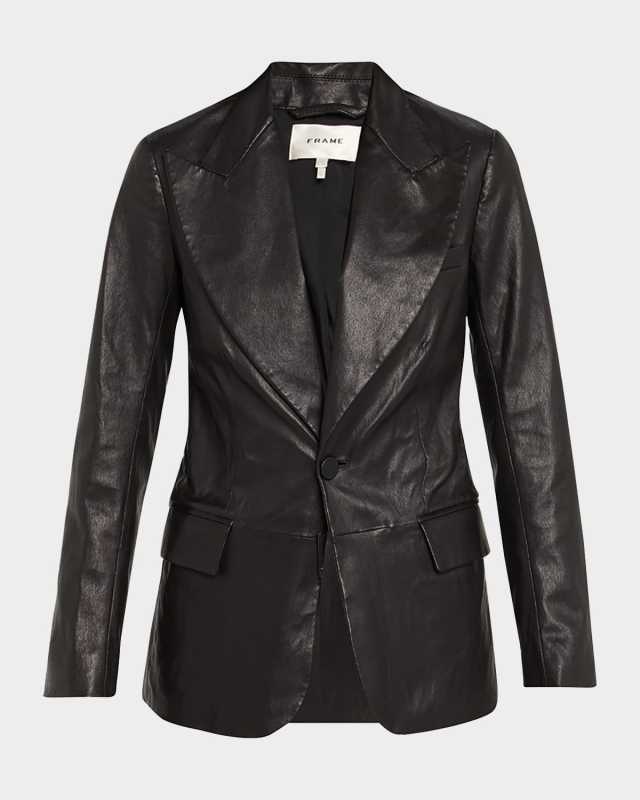 The Peak Lapel Leather Blazer